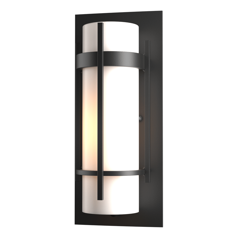 Hubbardton Forge Banded Small Outdoor Sconce, Dimmable Opal Glass, 100W, UL Wet Rated, Handcrafted Elegance