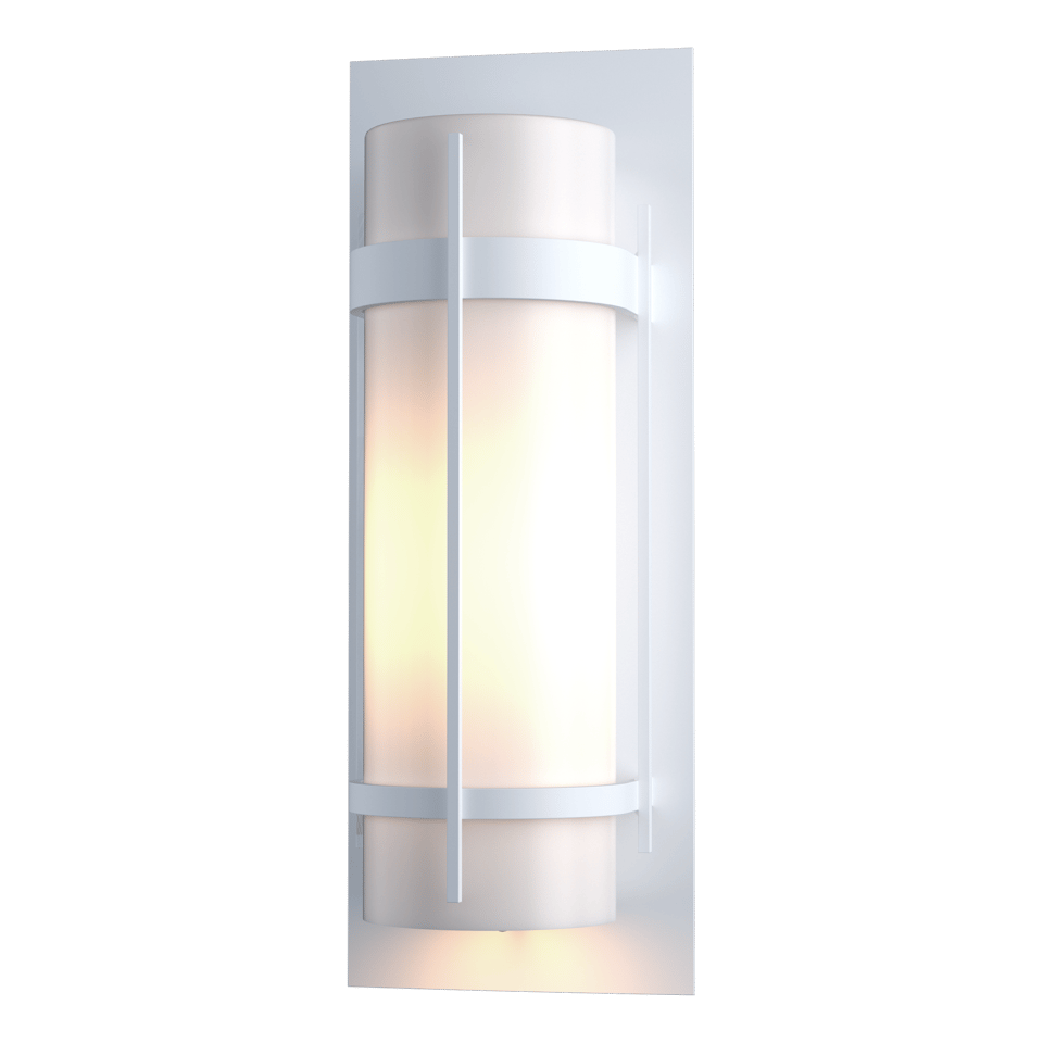 Banded Large Outdoor Sconce by Hubbardton Forge, Minimalist Design, Opal Glass Shade, Multiple Finishes