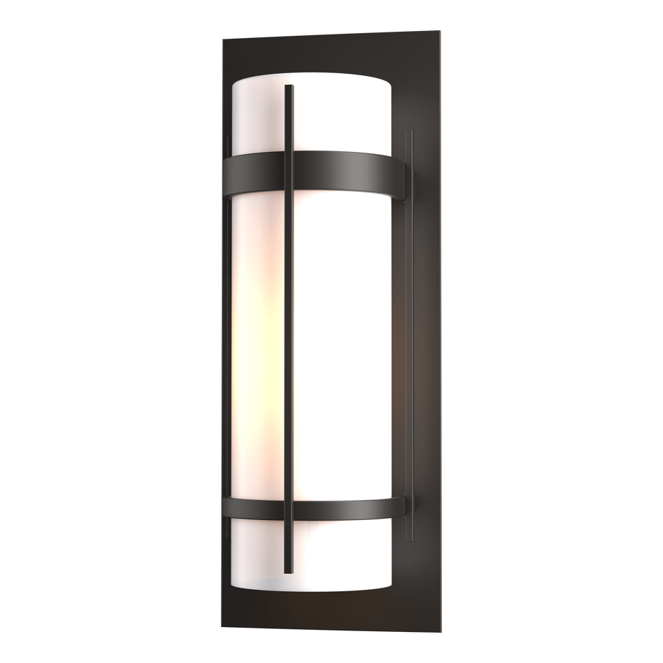 Banded Large Outdoor Sconce by Hubbardton Forge, Minimalist Design, Opal Glass Shade, Multiple Finishes