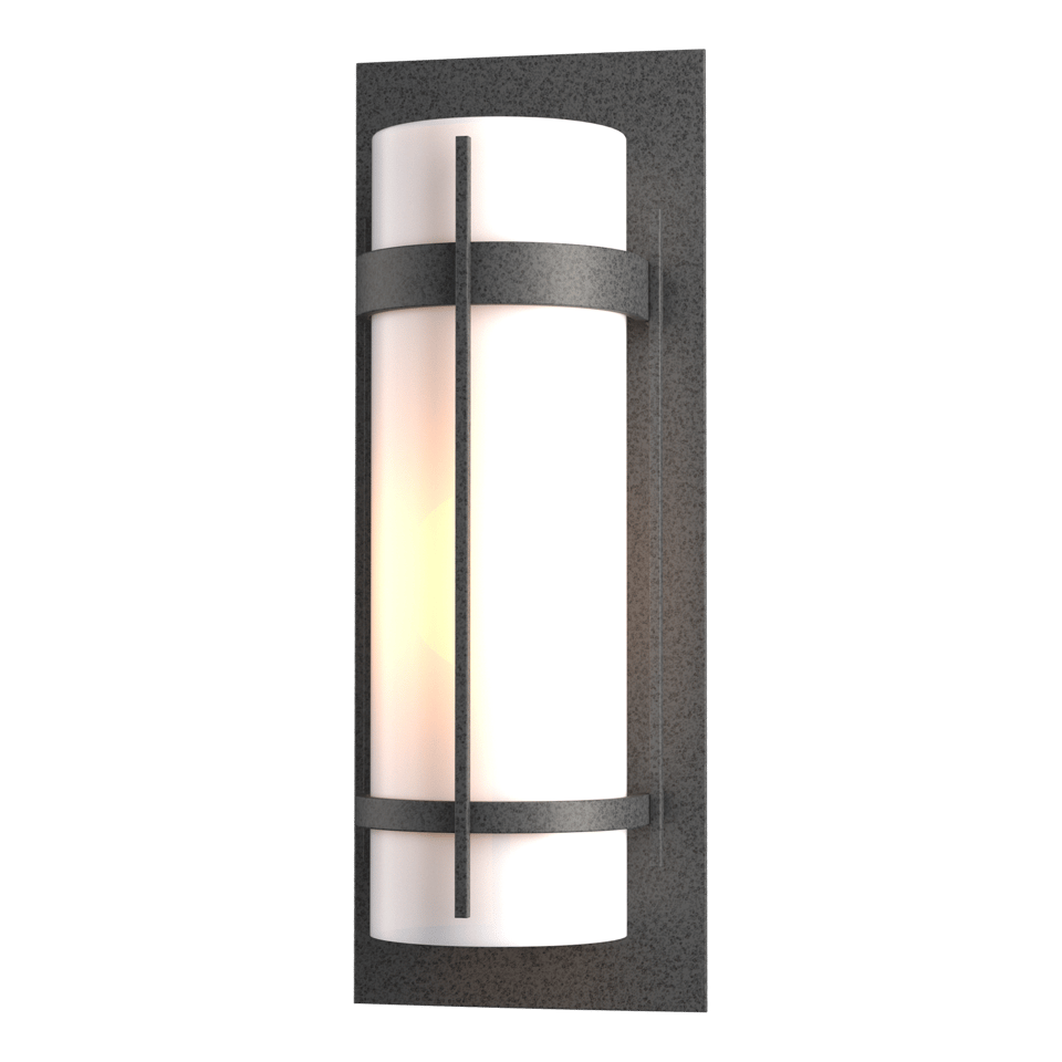 Banded Large Outdoor Sconce by Hubbardton Forge, Minimalist Design, Opal Glass Shade, Multiple Finishes