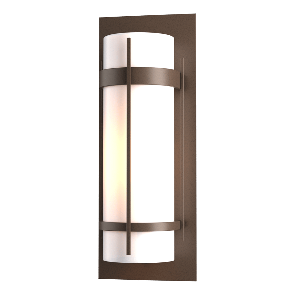 Banded Large Outdoor Sconce by Hubbardton Forge, Minimalist Design, Opal Glass Shade, Multiple Finishes