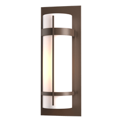 Banded Large Outdoor Sconce by Hubbardton Forge, Minimalist Design, Opal Glass Shade, Multiple Finishes