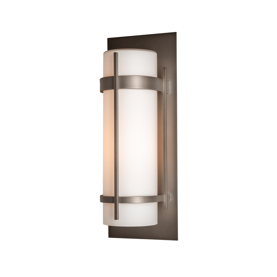 Banded Large Outdoor Sconce by Hubbardton Forge, Minimalist Design, Opal Glass Shade, Multiple Finishes