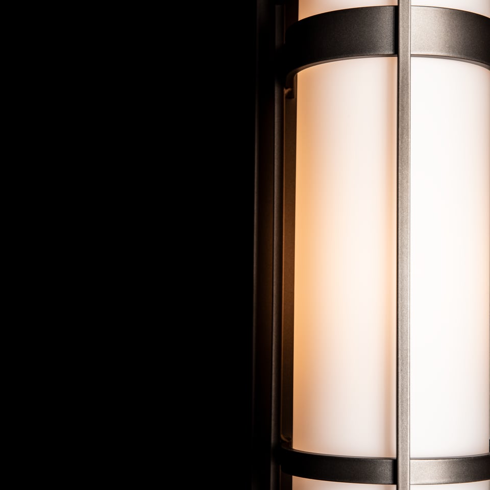 Banded Large Outdoor Sconce by Hubbardton Forge, Minimalist Design, Opal Glass Shade, Multiple Finishes