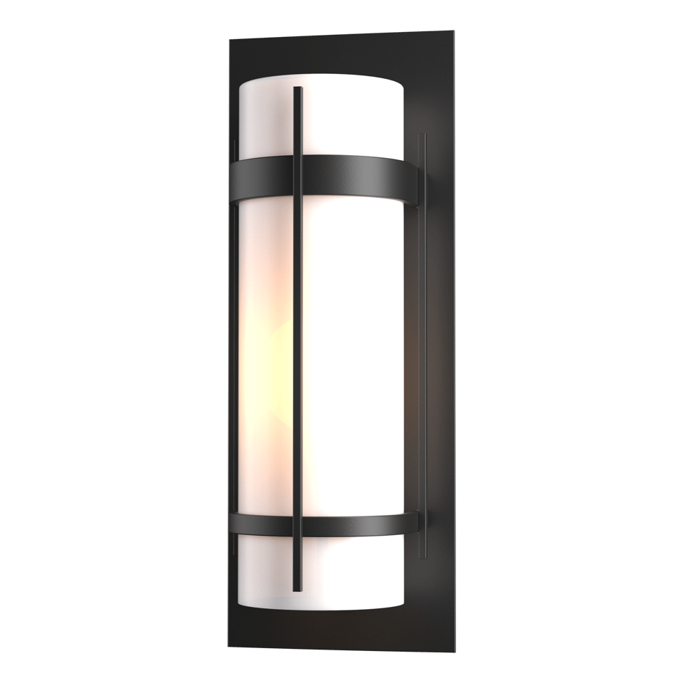 Banded Large Outdoor Sconce by Hubbardton Forge, Minimalist Design, Opal Glass Shade, Multiple Finishes