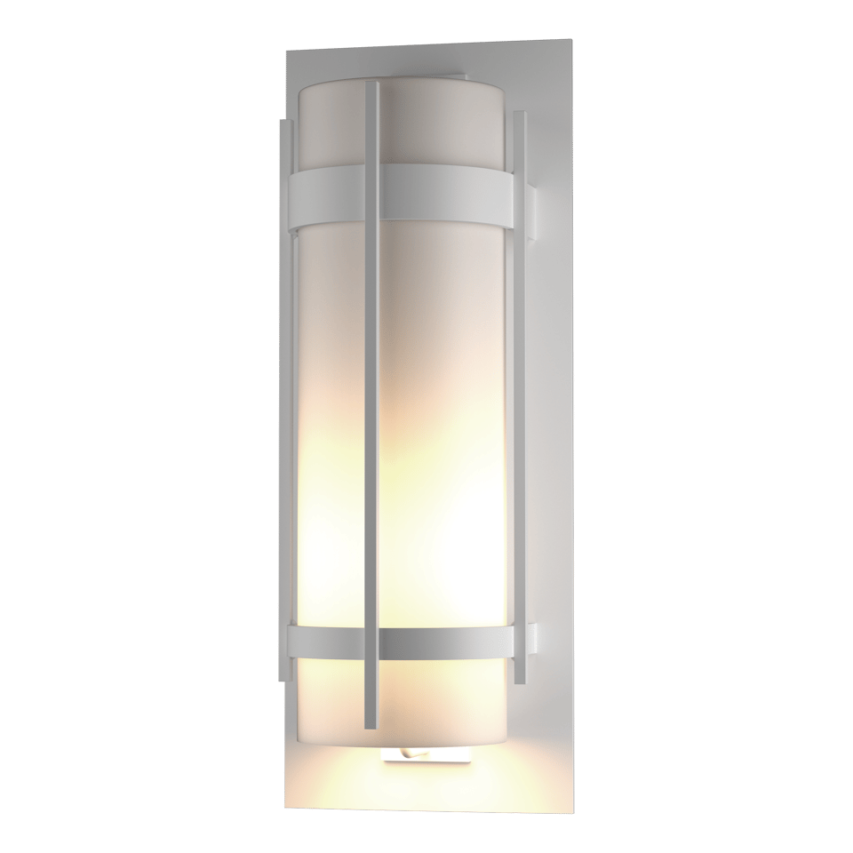 Hubbardton Forge Banded Extra Large Outdoor Sconce, Dimmable, Opal Glass, UL Wet Rated, 25.9"H