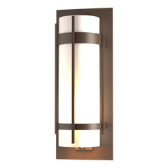 Hubbardton Forge Banded Extra Large Outdoor Sconce, Dimmable, Opal Glass, UL Wet Rated, 25.9"H