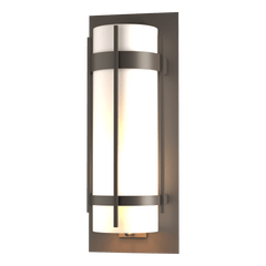 Hubbardton Forge Banded Extra Large Outdoor Sconce, Dimmable, Opal Glass, UL Wet Rated, 25.9"H