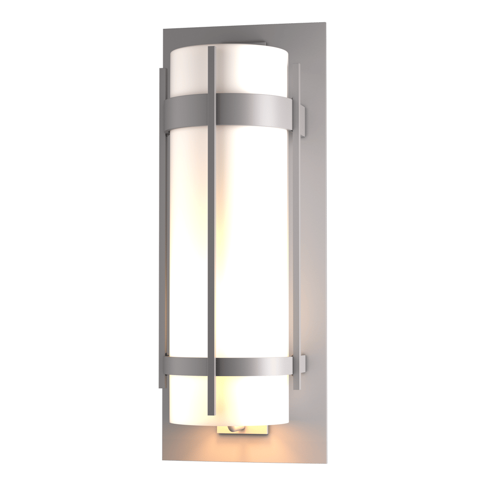 Hubbardton Forge Banded Extra Large Outdoor Sconce, Dimmable, Opal Glass, UL Wet Rated, 25.9"H