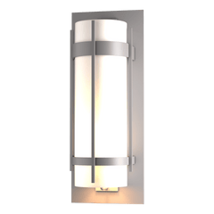 Hubbardton Forge Banded Extra Large Outdoor Sconce, Dimmable, Opal Glass, UL Wet Rated, 25.9"H