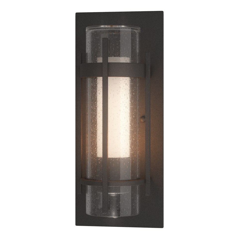 Hubbardton Forge Torch 12" Small Outdoor Sconce with Double-Glass Design, Dimmable, UL Wet Rated