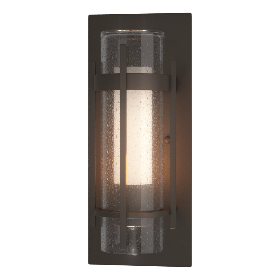 Hubbardton Forge Torch 12" Small Outdoor Sconce with Double-Glass Design, Dimmable, UL Wet Rated