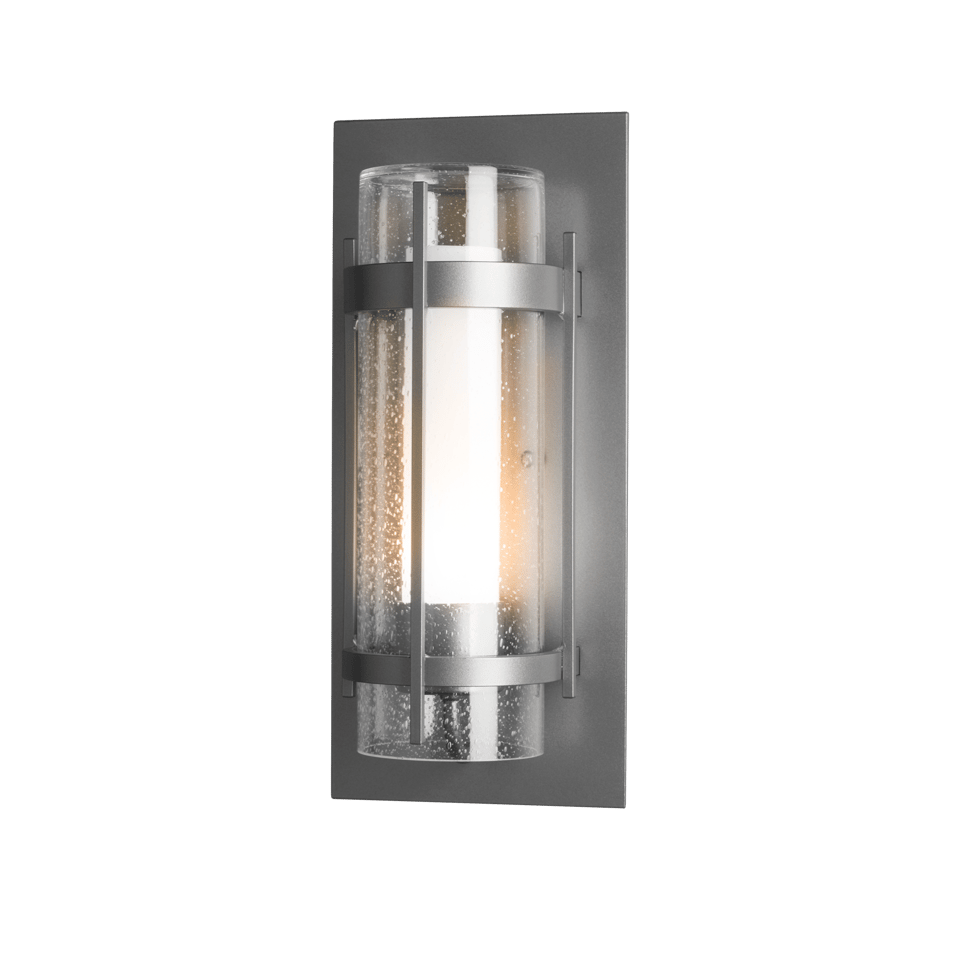 Hubbardton Forge Torch Outdoor Sconce 60W UL Wet Rated Wall Light with Opal/Seeded Glass Shade