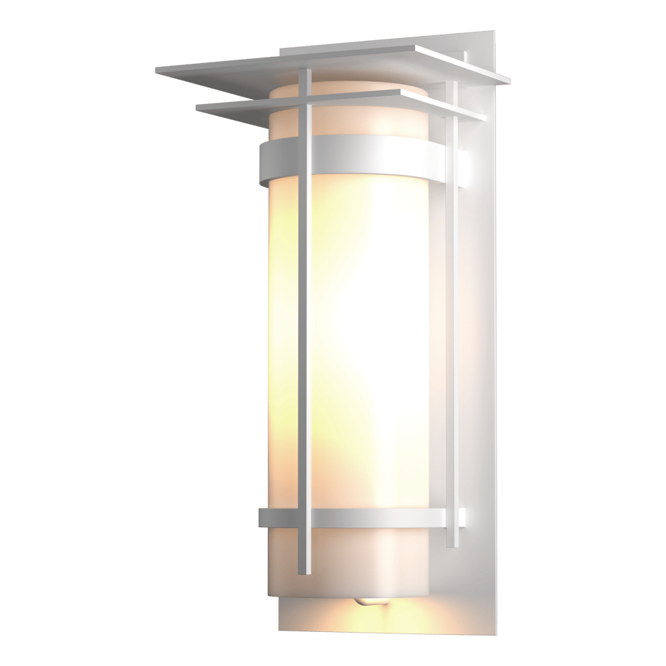 Hubbardton Forge Banded Large Outdoor Sconce, 20.3" High, Dimmable, Opal Glass Shade, UL Wet Rated