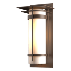 Hubbardton Forge Banded Large Outdoor Sconce, 20.3" High, Dimmable, Opal Glass Shade, UL Wet Rated