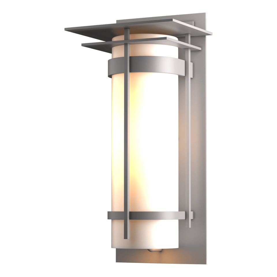 Hubbardton Forge Banded Large Outdoor Sconce, 20.3" High, Dimmable, Opal Glass Shade, UL Wet Rated