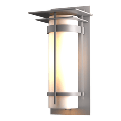 Hubbardton Forge Banded Large Outdoor Sconce, 20.3" High, Dimmable, Opal Glass Shade, UL Wet Rated