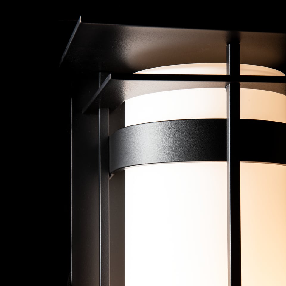 Hubbardton Forge Banded Large Outdoor Sconce, 20.3" High, Dimmable, Opal Glass Shade, UL Wet Rated