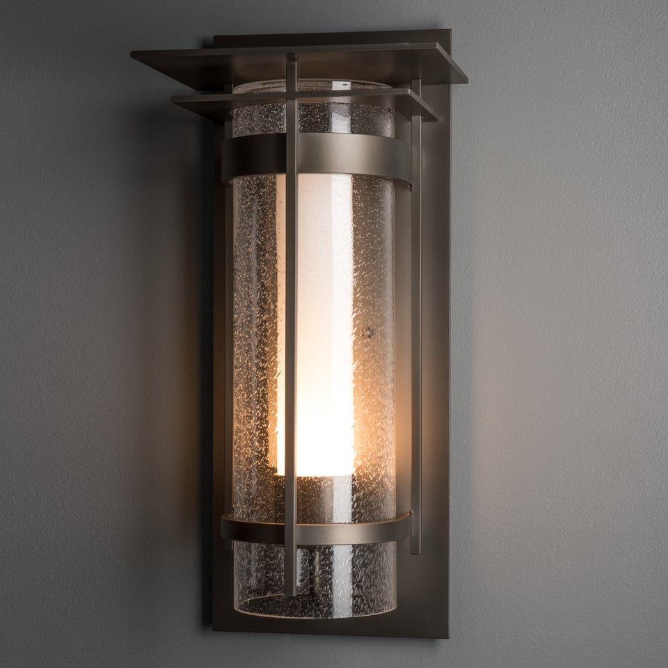 Hubbardton Forge Torch 305998 Large Outdoor Sconce - Dimmable, Wet-Rated, Glass Shade Options