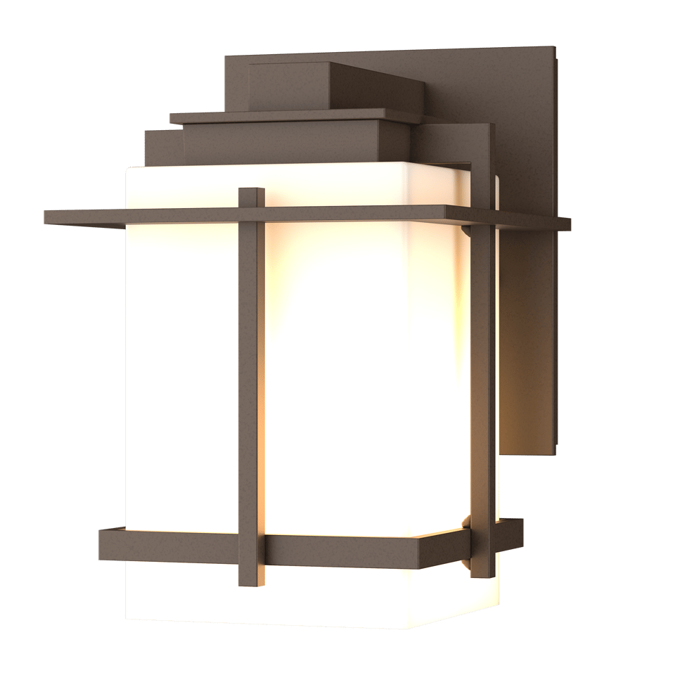 Hubbardton Forge Tourou Small Outdoor Sconce 306006 with Opal Glass Shade and Dimmable Feature