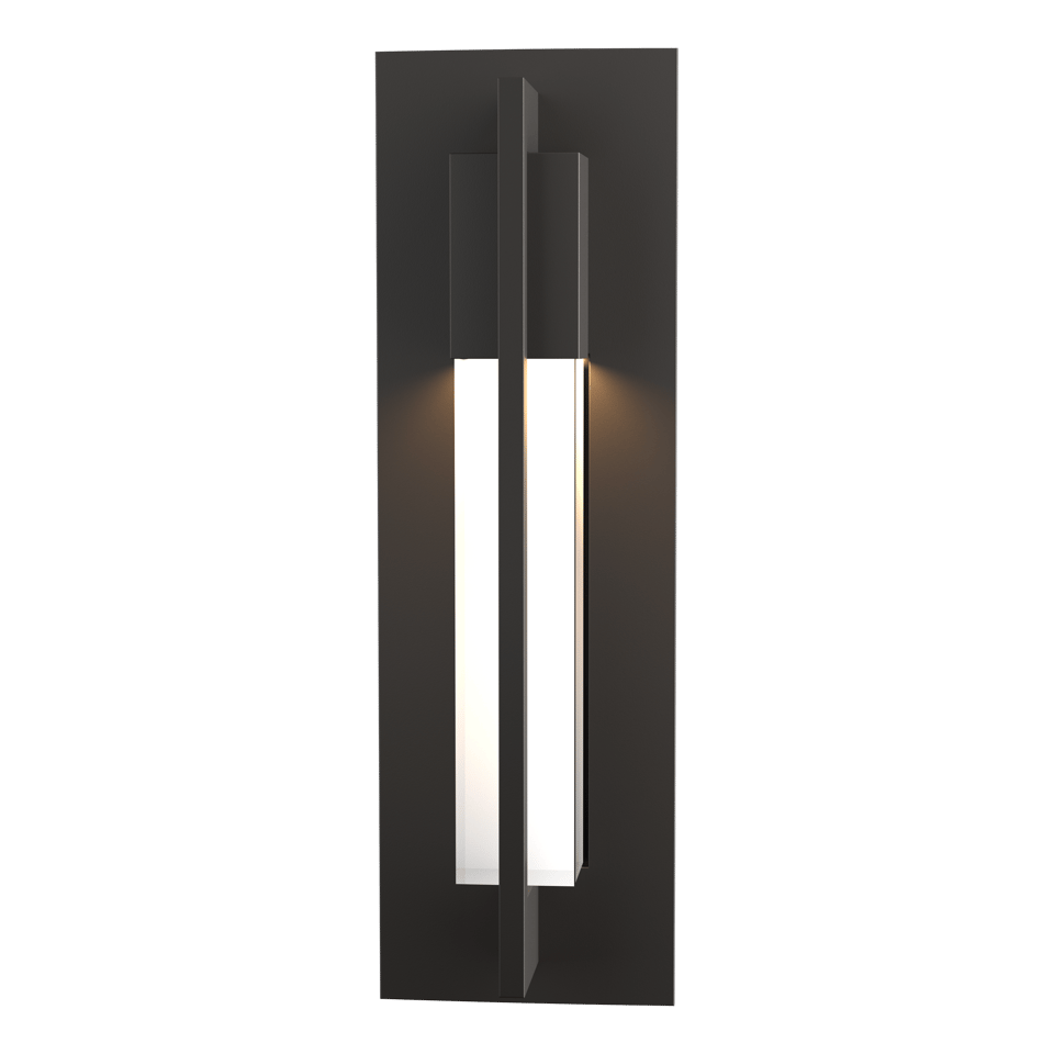 Axis Small Outdoor Sconce by Hubbardton Forge with Clear Glass Shade, 15" H, Energy Efficient Design