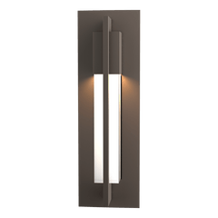 Axis Small Outdoor Sconce by Hubbardton Forge with Clear Glass Shade, 15" H, Energy Efficient Design