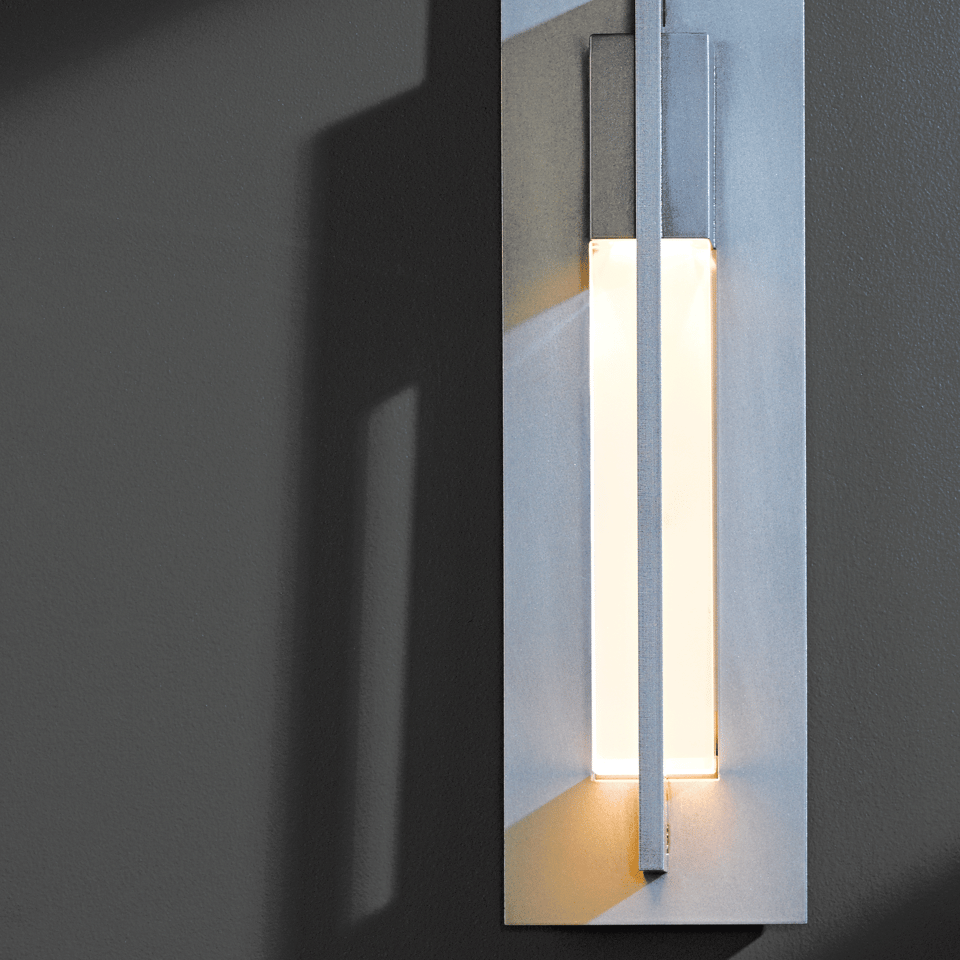 Axis Small Outdoor Sconce by Hubbardton Forge with Clear Glass Shade, 15" H, Energy Efficient Design