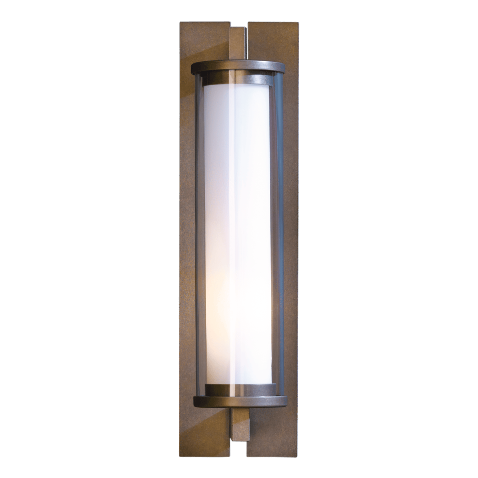 Fuse Outdoor Sconce by Hubbardton Forge, Dimmable, Clear Glass Shade, 100W Max, Versatile Finishes