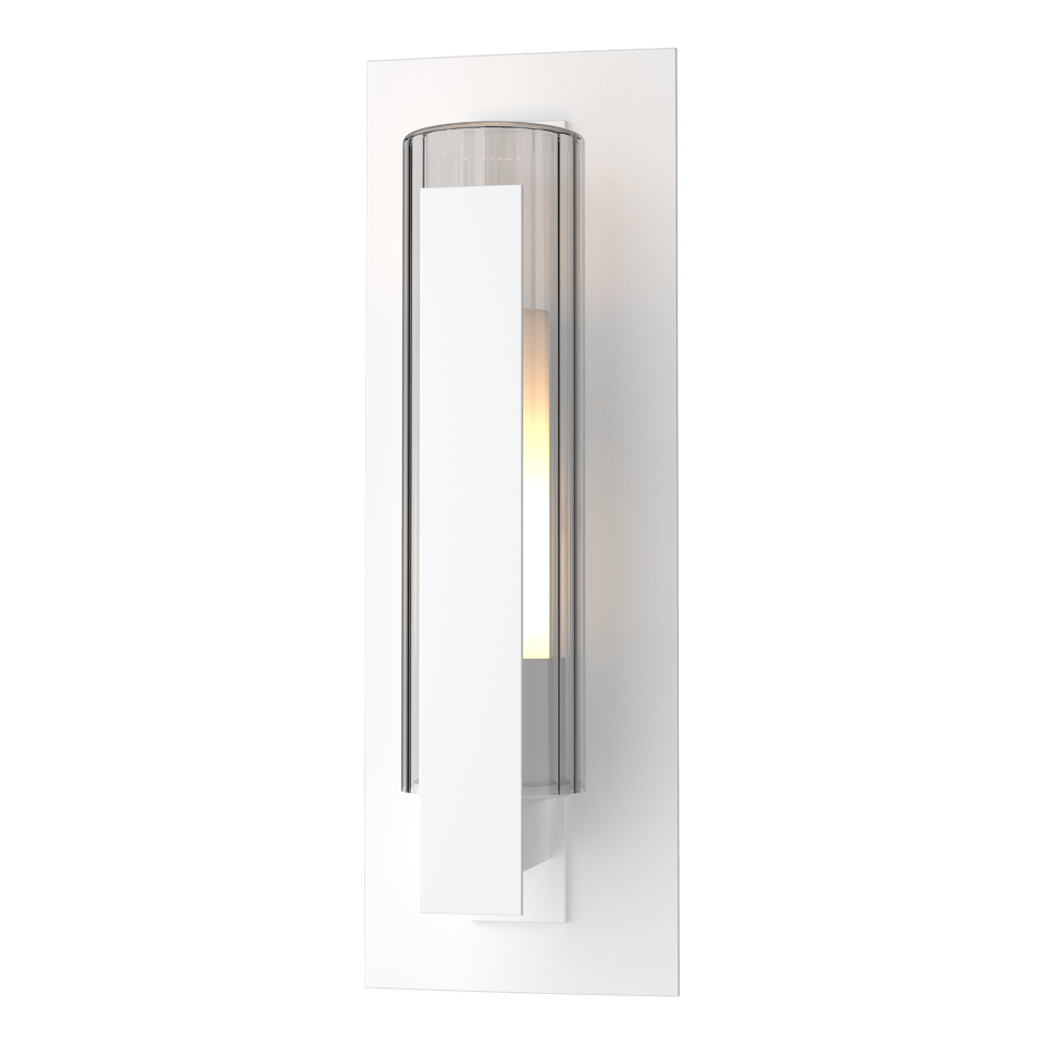 Vertical Bar Fluted Glass 15" Small Outdoor Sconce by Hubbardton Forge, Dimmable, UL Wet Rated