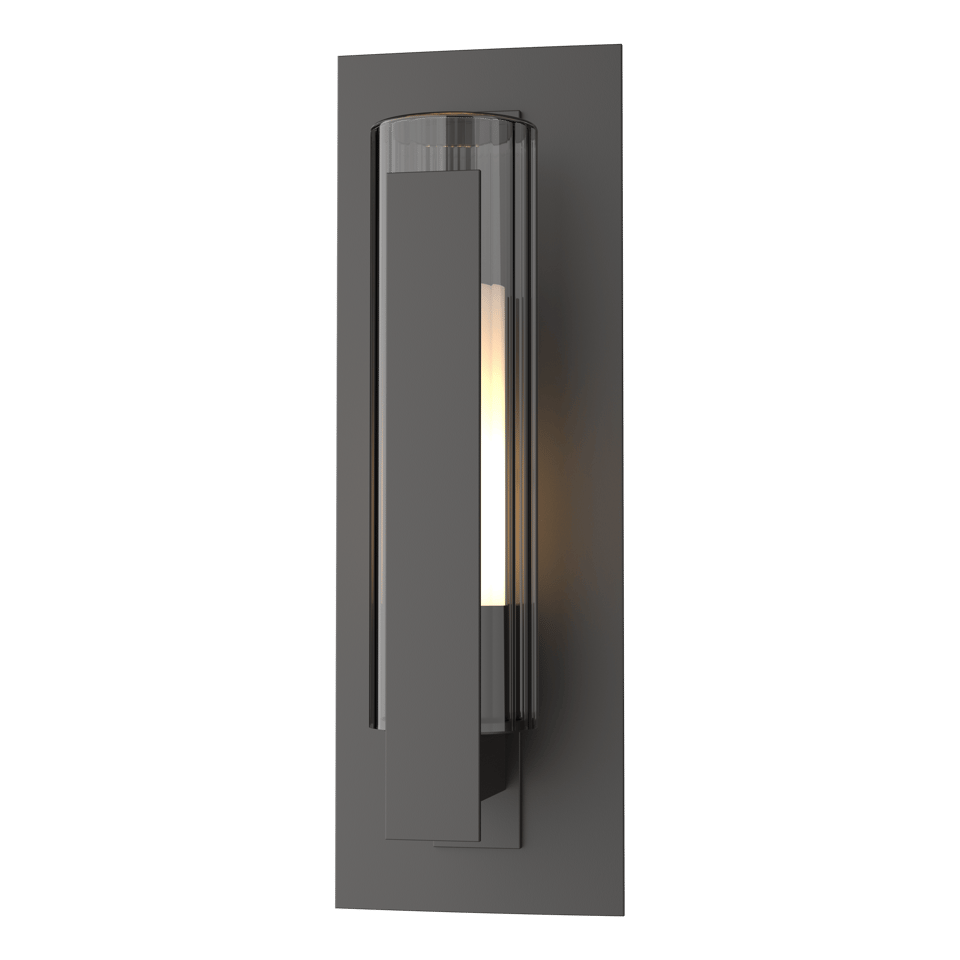 Vertical Bar Fluted Glass 15" Small Outdoor Sconce by Hubbardton Forge, Dimmable, UL Wet Rated