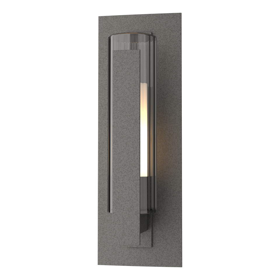 Vertical Bar Fluted Glass 15" Small Outdoor Sconce by Hubbardton Forge, Dimmable, UL Wet Rated