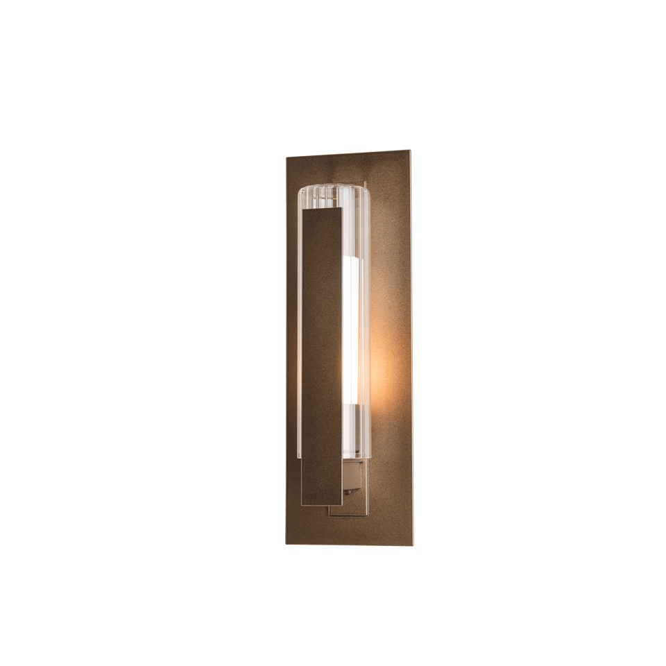 Vertical Bar Fluted Glass 15" Small Outdoor Sconce by Hubbardton Forge, Dimmable, UL Wet Rated