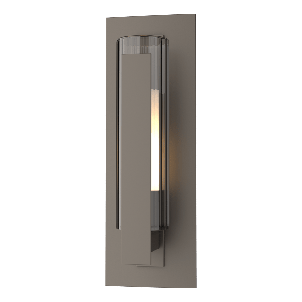 Vertical Bar Fluted Glass 15" Small Outdoor Sconce by Hubbardton Forge, Dimmable, UL Wet Rated