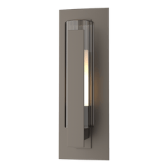 Vertical Bar Fluted Glass 15" Small Outdoor Sconce by Hubbardton Forge, Dimmable, UL Wet Rated