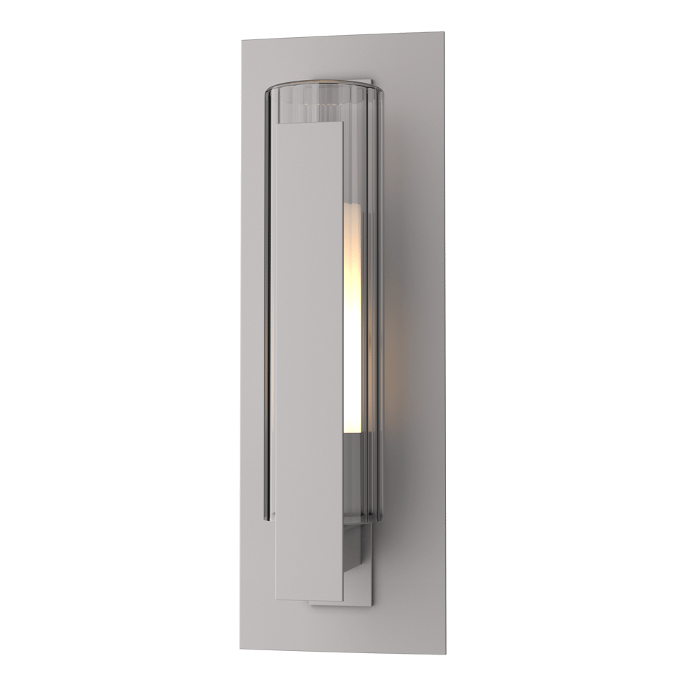 Vertical Bar Fluted Glass 15" Small Outdoor Sconce by Hubbardton Forge, Dimmable, UL Wet Rated