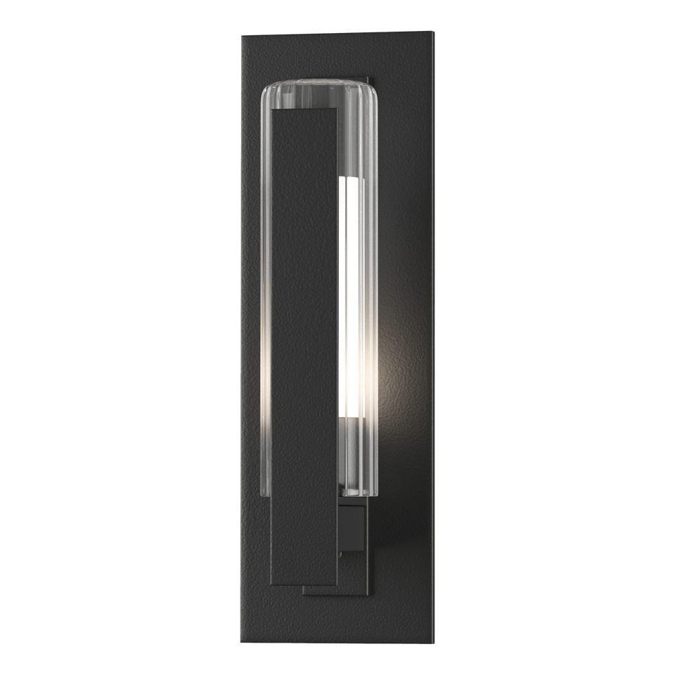 Vertical Bar Fluted Glass 15" Small Outdoor Sconce by Hubbardton Forge, Dimmable, UL Wet Rated