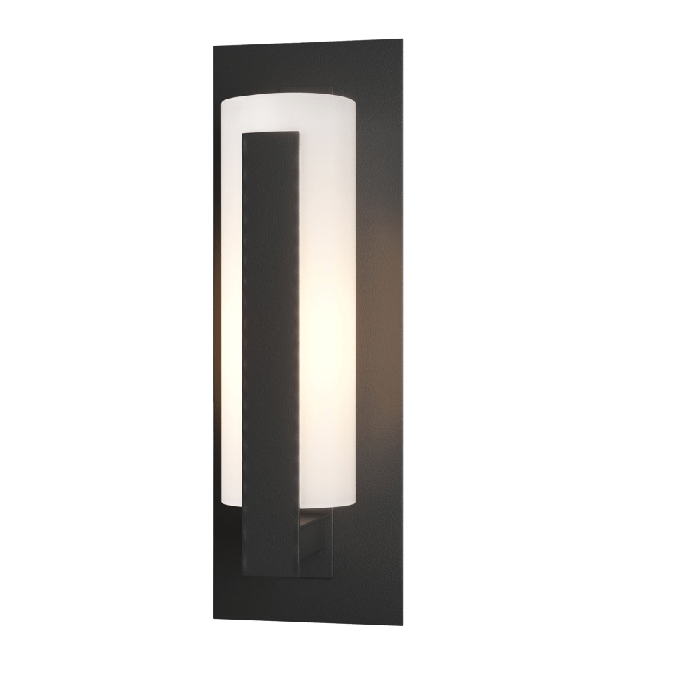 Hubbardton Forge 307285 Vertical Bars Small Outdoor Sconce with Dimmable Opal Glass Shade