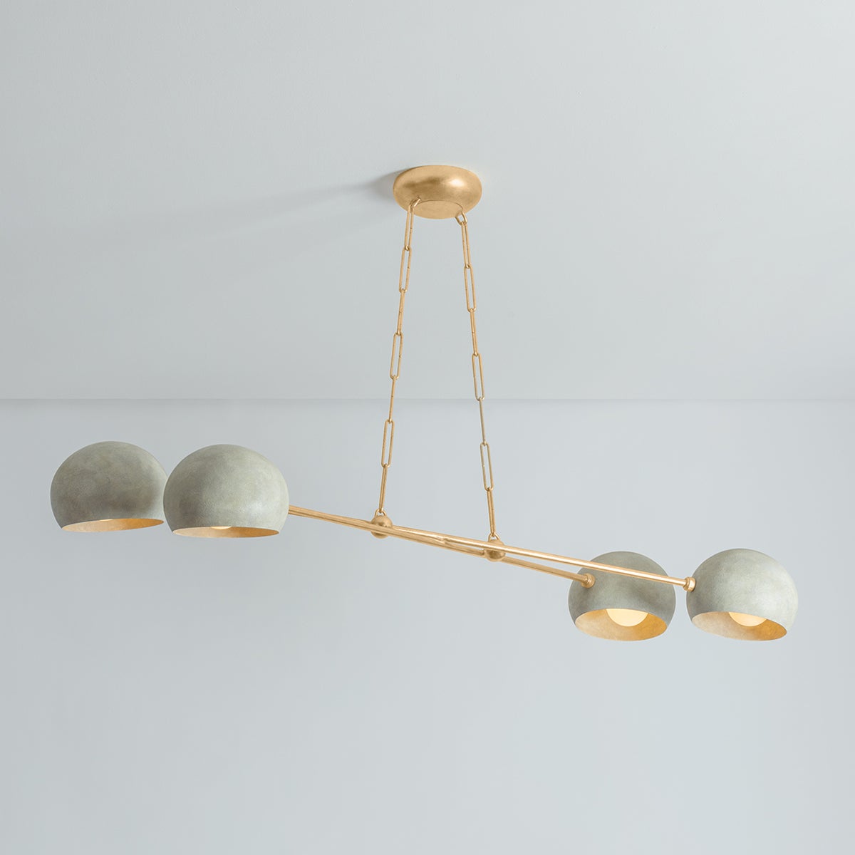 Turner 4-Light Chandelier - Hudson Valley Lighting, Vintage Gold Leaf & Limewash Plaster Shades