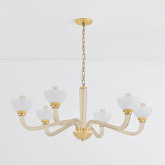 St. Lawrence 6-Light Chandelier in Aged Brass with Opal Seedy Glass Shades by Hudson Valley Lighting