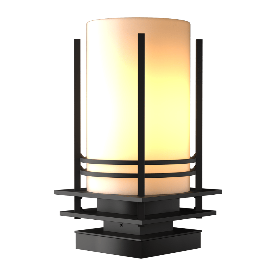 Hubbardton Forge Banded Outdoor Pier Mount Light Fixture, Dimmable, Wet Rated, 100W Max, Various Finishes