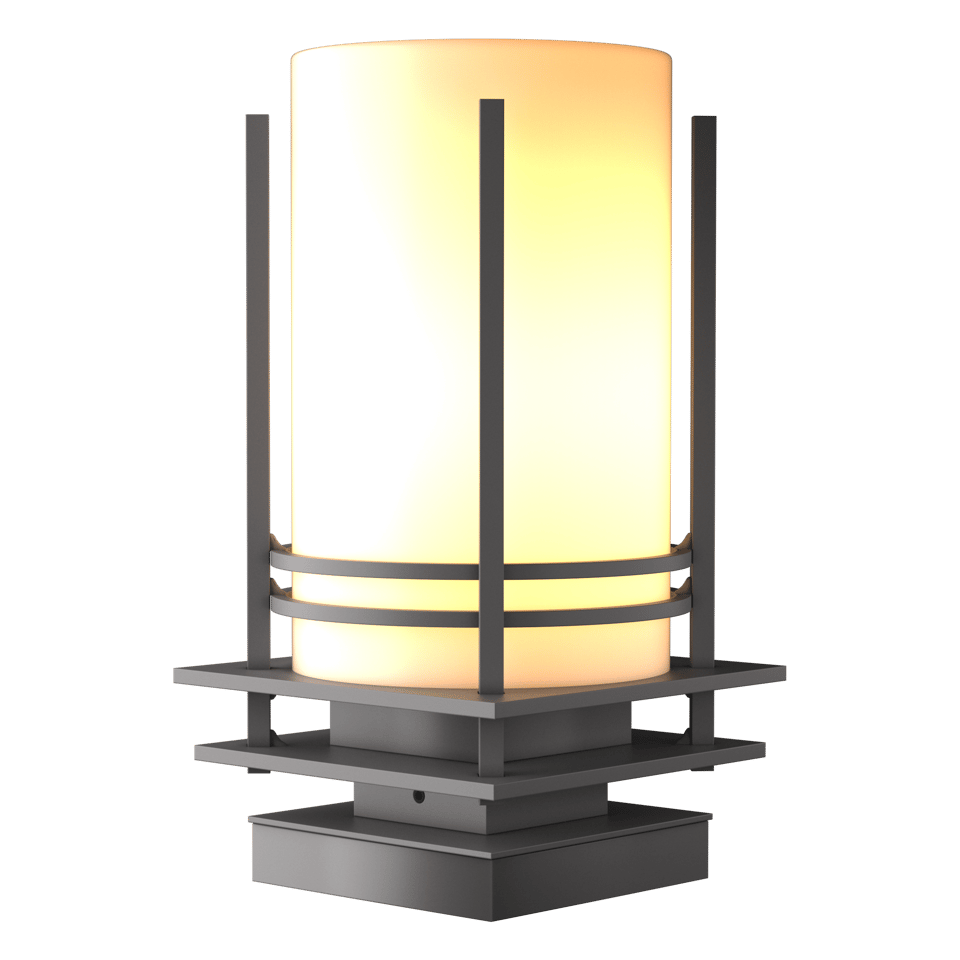 Hubbardton Forge Banded Outdoor Pier Mount Light Fixture, Dimmable, Wet Rated, 100W Max, Various Finishes