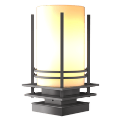 Hubbardton Forge Banded Outdoor Pier Mount Light Fixture, Dimmable, Wet Rated, 100W Max, Various Finishes