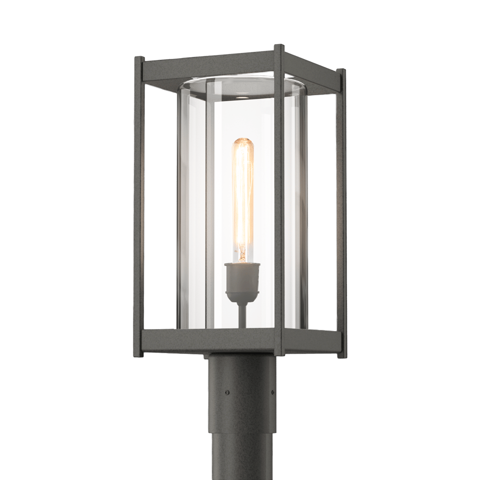 Hubbardton Forge Cela Outdoor Post Light 18.6" Height, Dimmable, Elegant Glass Shade, Durable Aluminum