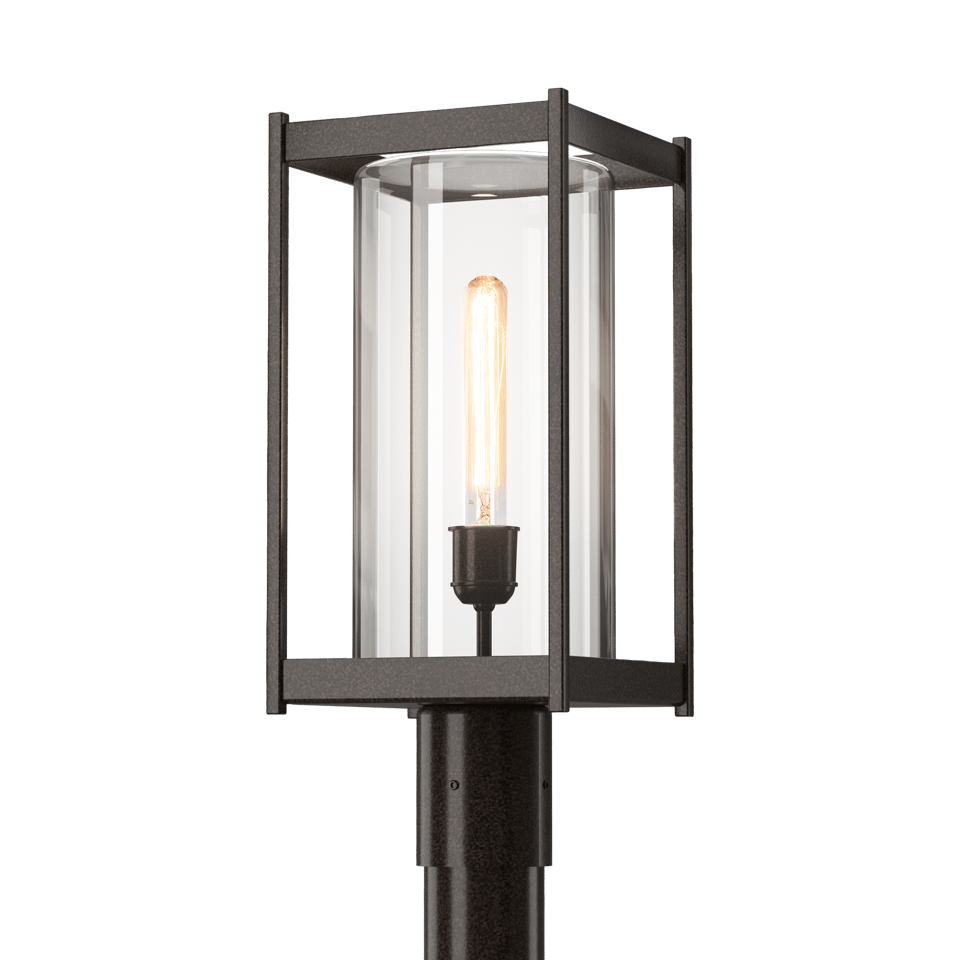 Hubbardton Forge Cela Outdoor Post Light 18.6" Height, Dimmable, Elegant Glass Shade, Durable Aluminum