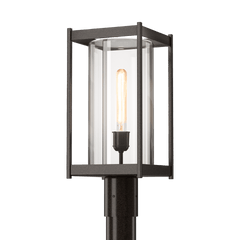 Hubbardton Forge Cela Outdoor Post Light 18.6" Height, Dimmable, Elegant Glass Shade, Durable Aluminum