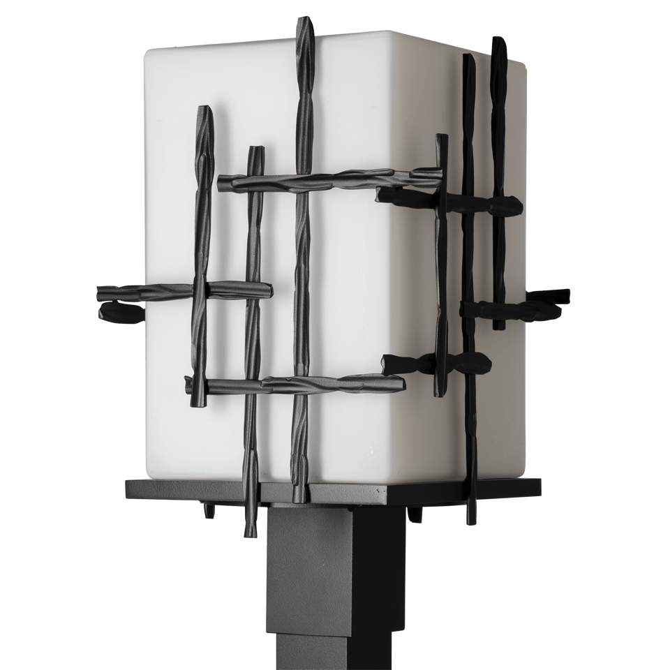 Tura Outdoor Post Light 17.4" Tall by Hubbardton Forge - Hand-Hammered Aluminum, Dimmable, UL Wet Rated