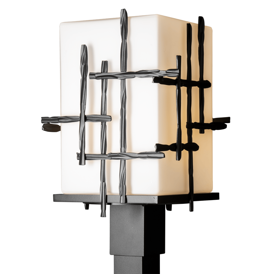 Tura Outdoor Post Light 17.4" Tall by Hubbardton Forge - Hand-Hammered Aluminum, Dimmable, UL Wet Rated