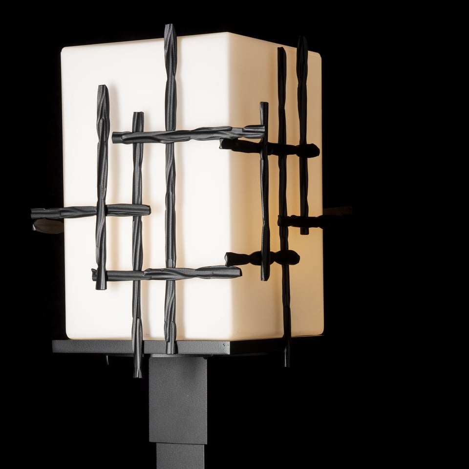 Tura Outdoor Post Light 17.4" Tall by Hubbardton Forge - Hand-Hammered Aluminum, Dimmable, UL Wet Rated