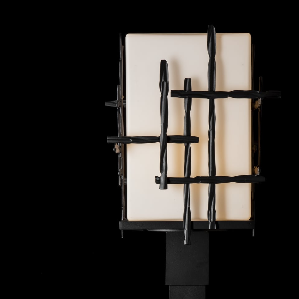 Tura Outdoor Post Light 17.4" Tall by Hubbardton Forge - Hand-Hammered Aluminum, Dimmable, UL Wet Rated