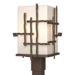 Tura Outdoor Post Light 17.4" Tall by Hubbardton Forge - Hand-Hammered Aluminum, Dimmable, UL Wet Rated